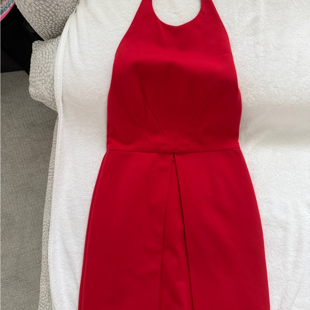 BIRD Elegant Red Halter Dress